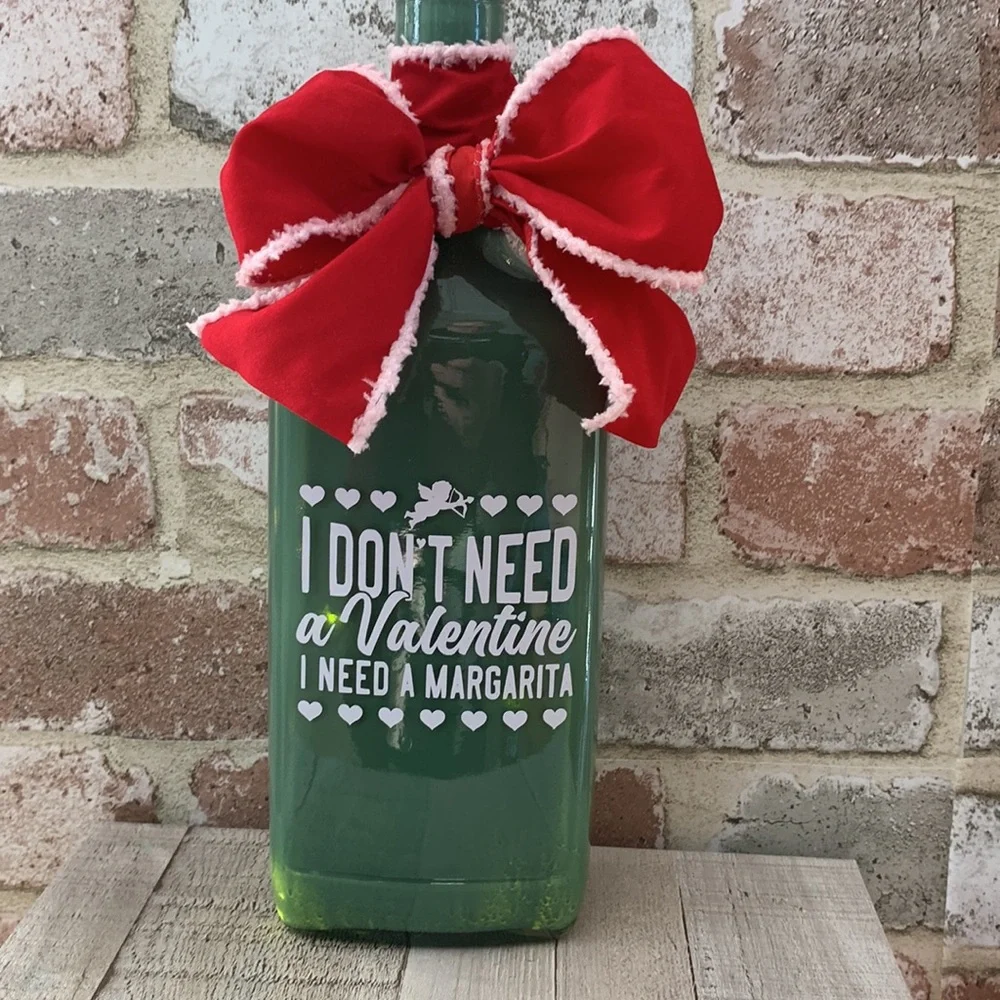 Hand Crafted Green Painted Margarita Valentine Bottle Lantern